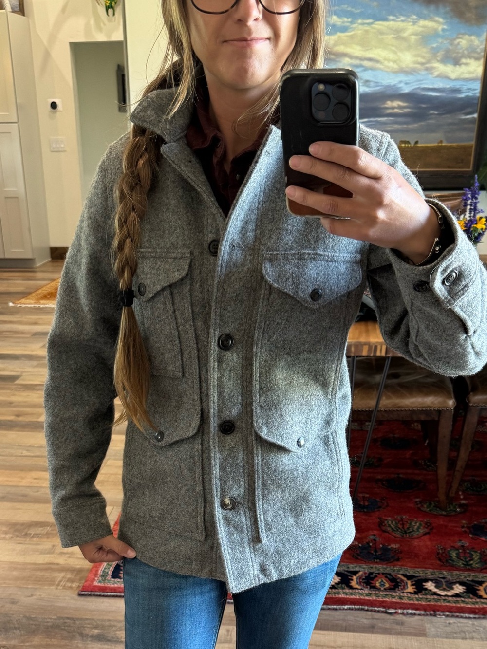 VINTAGE USA MADE Filson Gray Wool Mackinaw, women’s XS